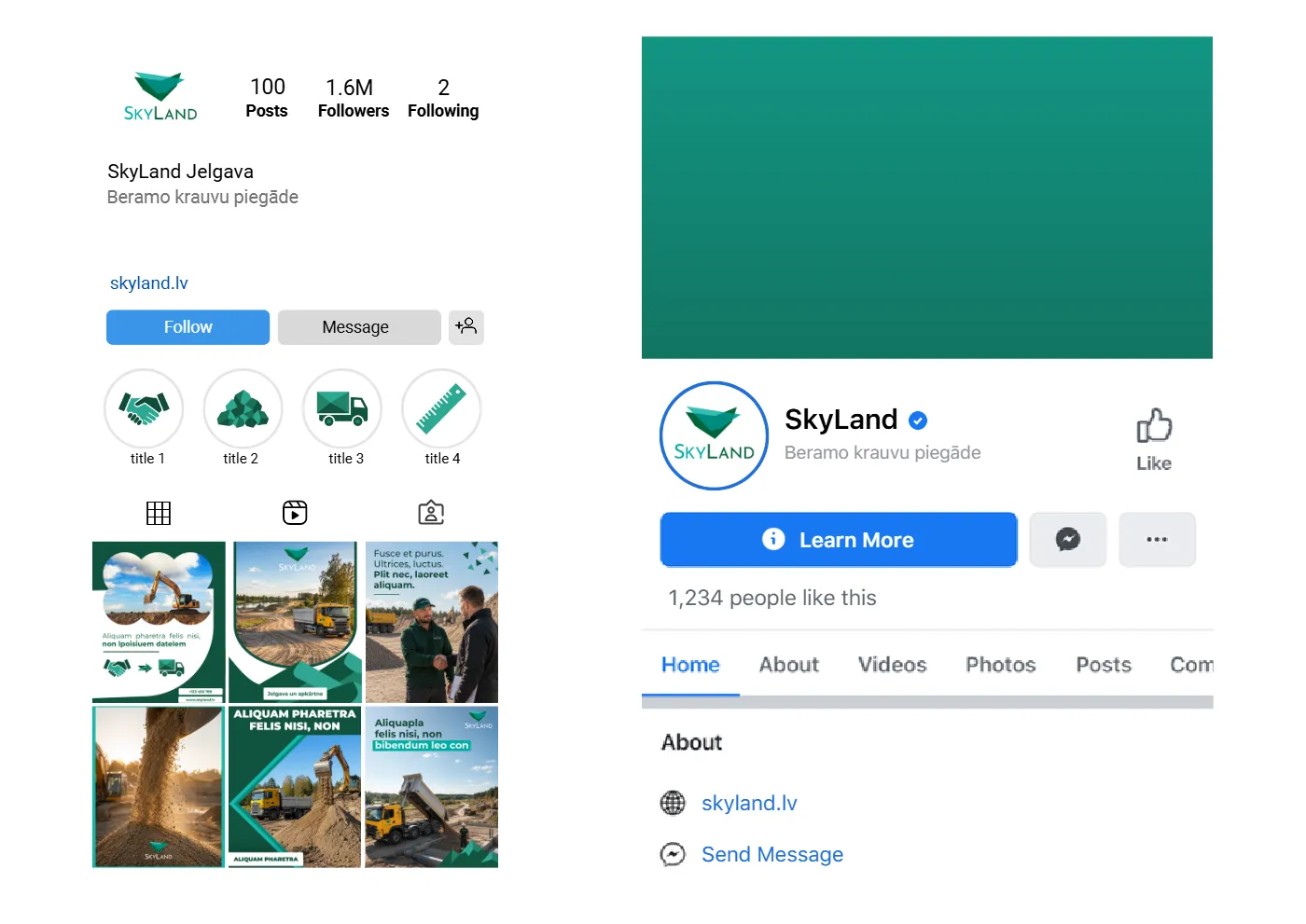 SkyLand sociālo tīklu profila noformējums