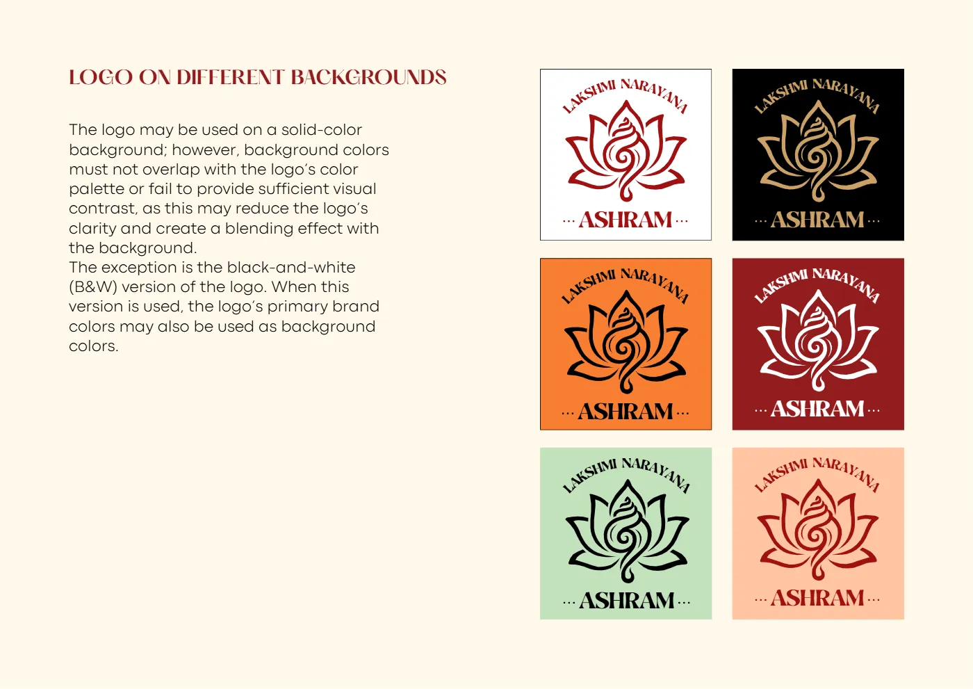 Vedic Yagyas logo uz dažādiem foniem