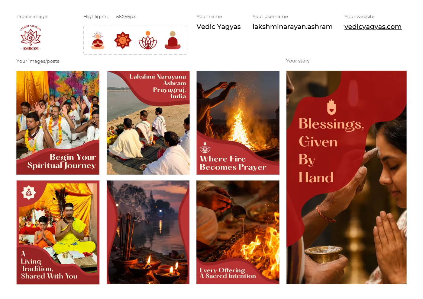 Vedic Yagyas sociālo tīklu ierakstu šabloni