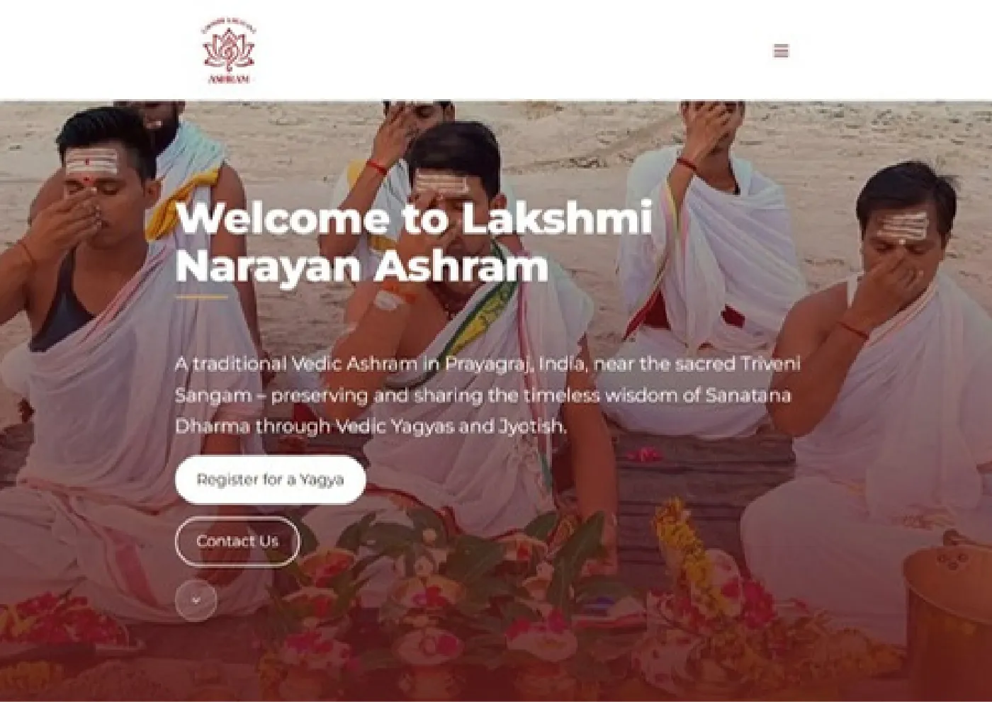Vedic Yagyas mājaslapas sākumlapa